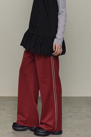 メゾンスペシャル/MAISON SPECIALのSide Rhinestone Pants/サイドラインストーンパンツ(110600/110601)