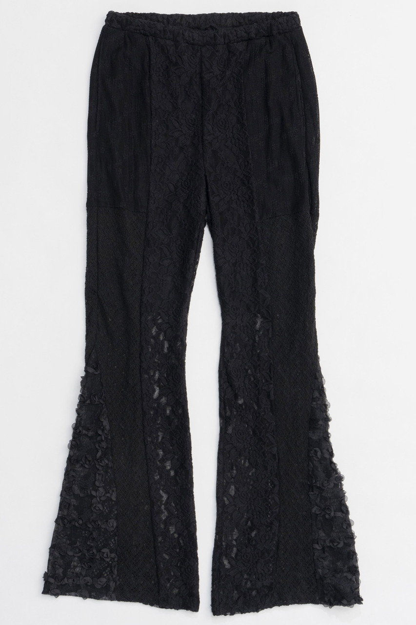 メゾンスペシャル/MAISON SPECIALの【予約販売】Lace Fabric Flare Pants/レースドッキングフレアパンツ(BLK(ブラック)/21251465810)