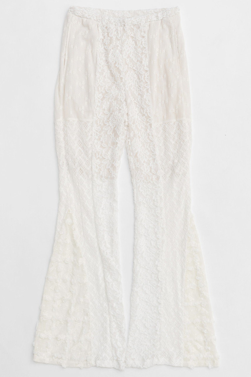 メゾンスペシャル/MAISON SPECIALの【予約販売】Lace Fabric Flare Pants/レースドッキングフレアパンツ(WHT(ホワイト)/21251465810)