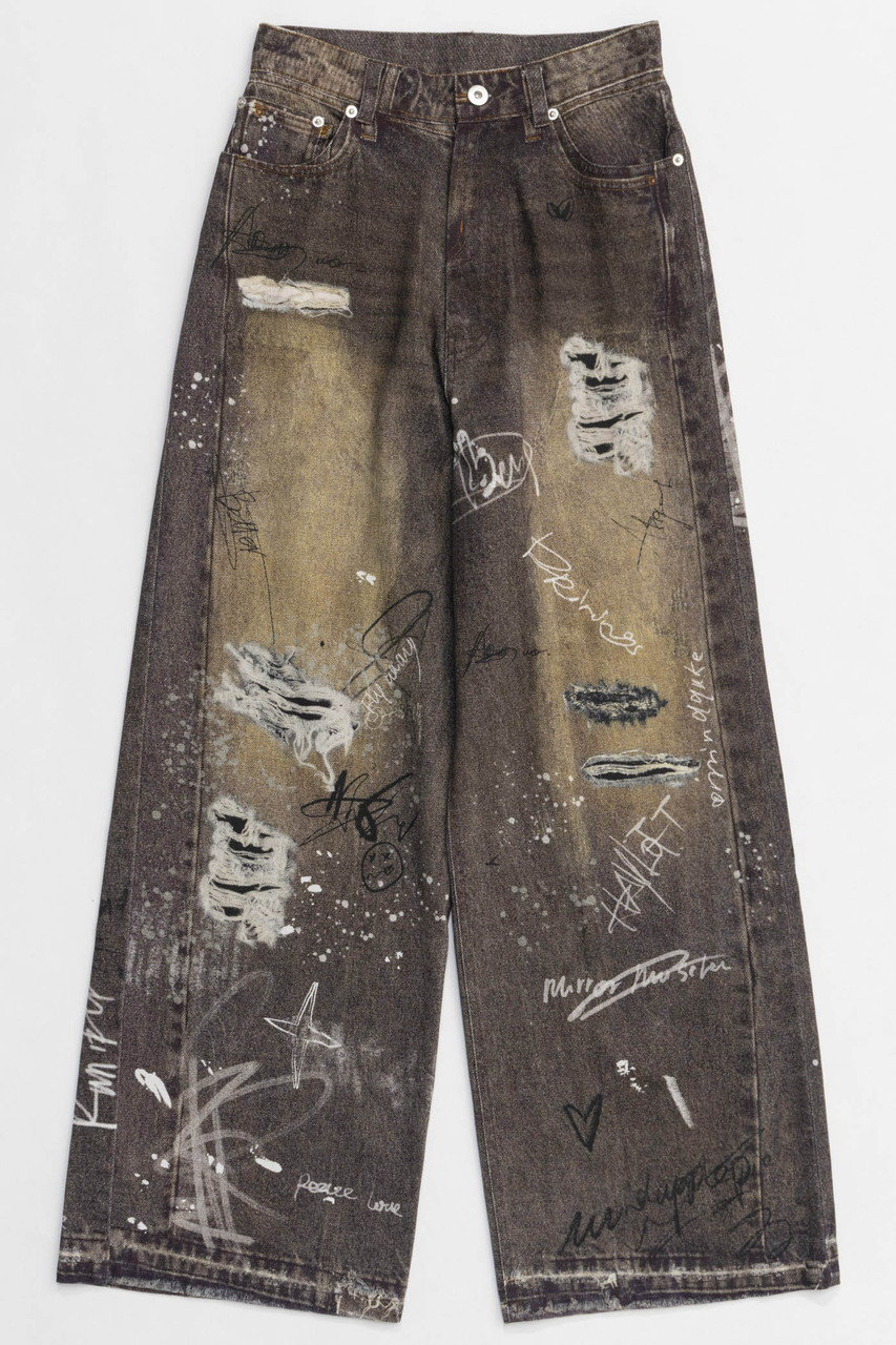 メゾンスペシャル/MAISON SPECIALの【予約販売】Denim Print Pants/デニムプリントパンツ(BLK(ブラック)/21251465811)