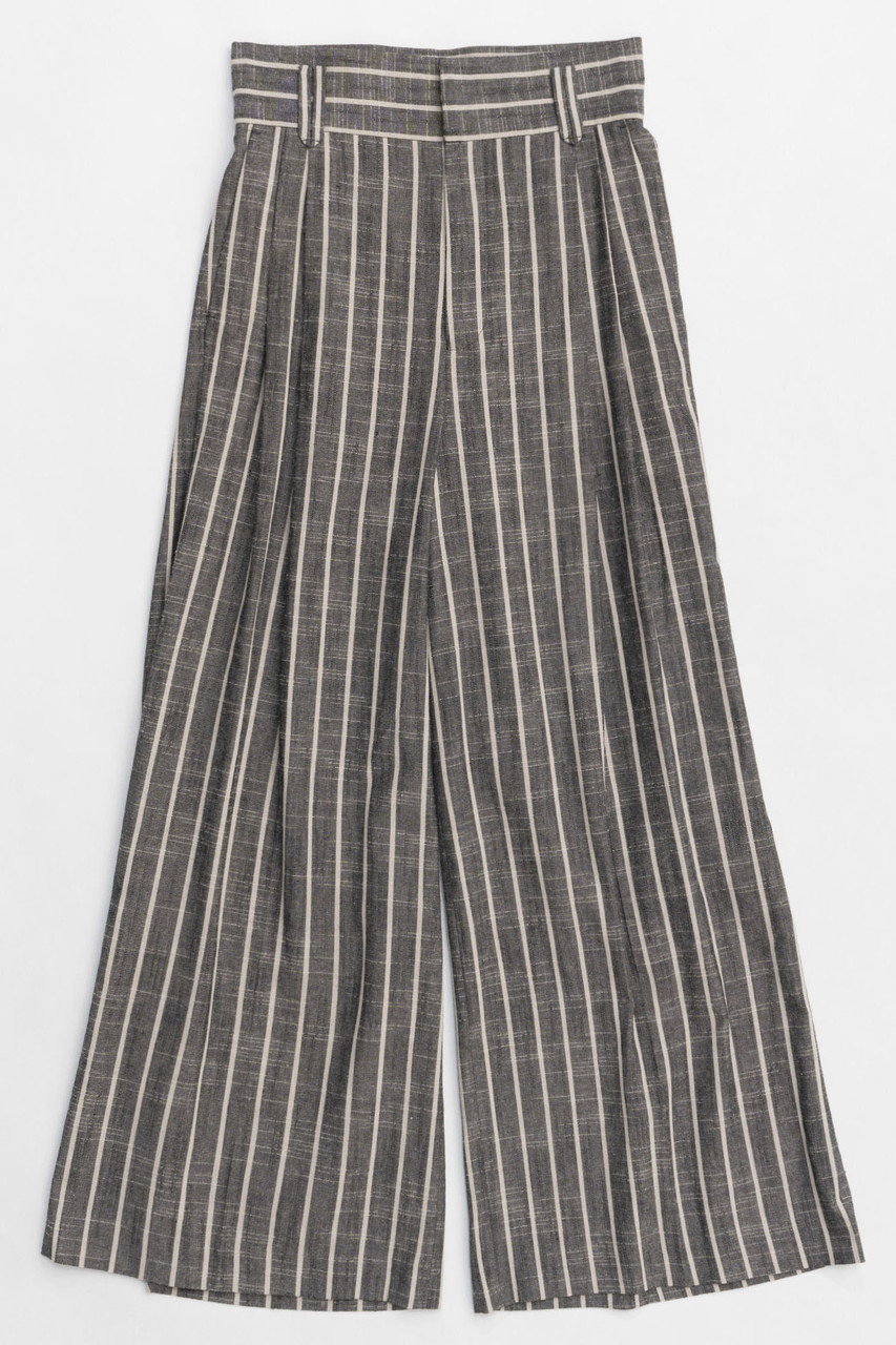 メゾンスペシャル/MAISON SPECIALの【予約販売】Stripe Tack Wide Silhouette Pants/ストライプタックワイドパンツ(BLK(ブラック)/21251465903)