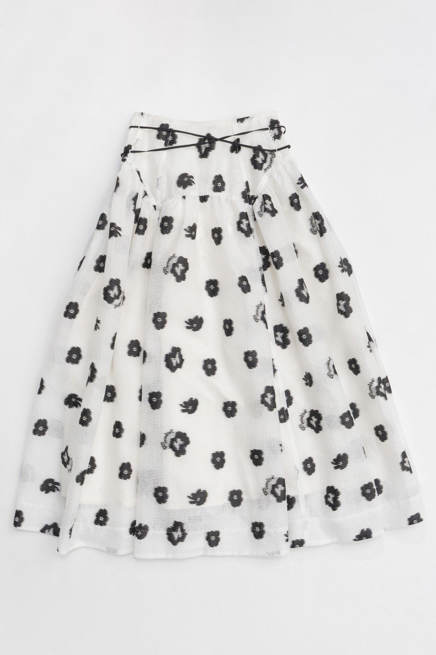 メゾンスペシャル/MAISON SPECIALの【予約販売】Sheer Fabric Floral Pattern Narrow Belt Volume Silhouette Skirt/シアーフラワーナローベルトボリュームスカート(WHT(ホワイト)/21251515303)