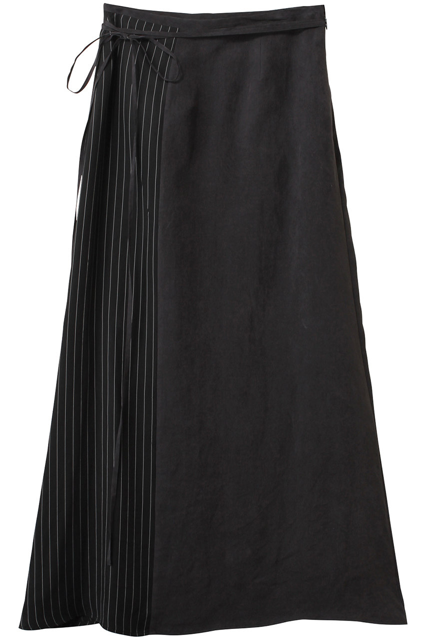 メゾンスペシャル/MAISON SPECIALの【予約販売】Satin Docking Maxi Skirt/サテンドッキングマキシスカート(BLK(ブラック)/21251515702)