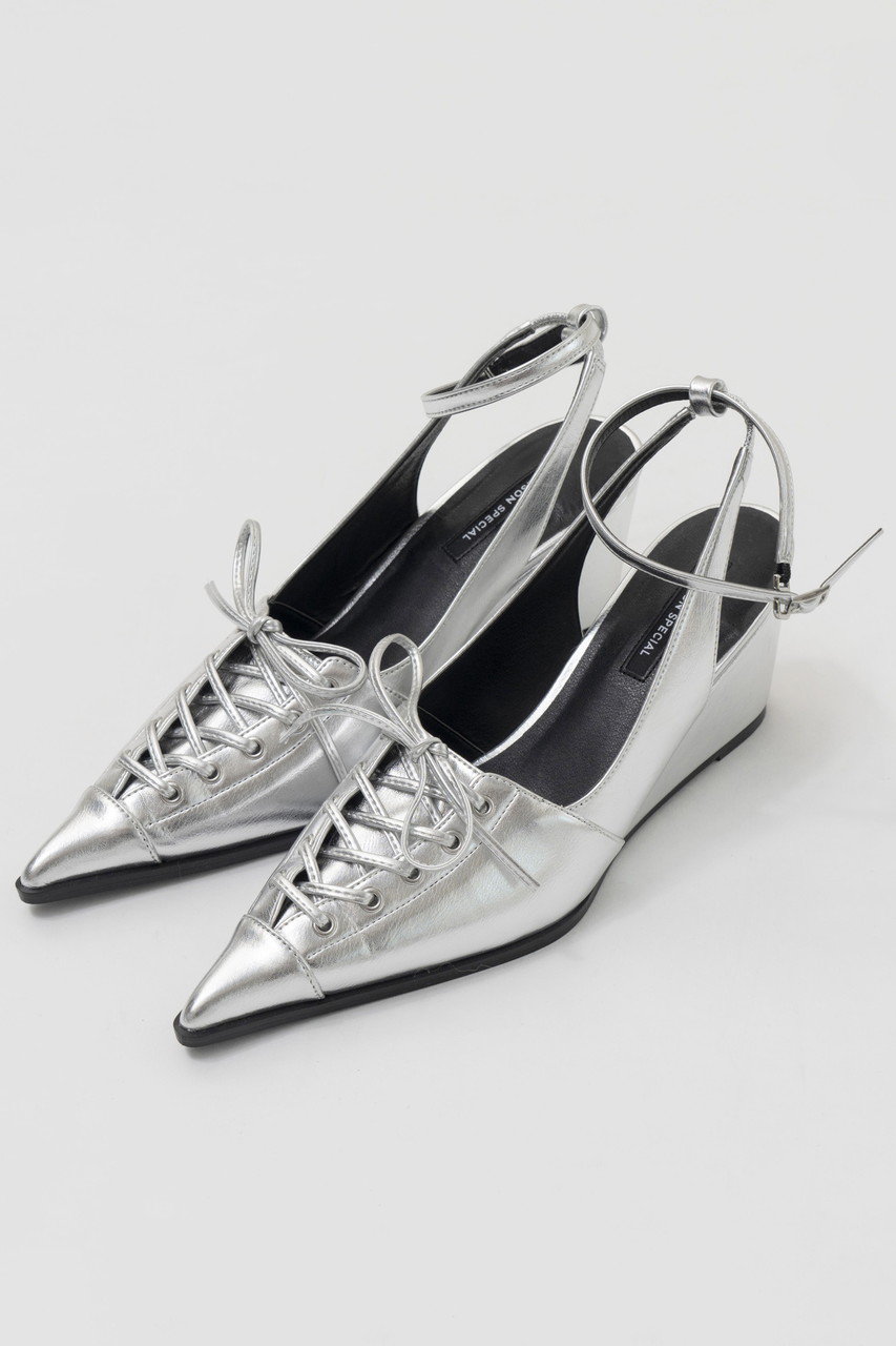 メゾンスペシャル/MAISON SPECIALの【予約販売】Lace Up Pointed Pumps/レースアップポインテッドパンプス(SLV(シルバー)/21251565509)