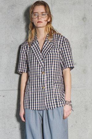 メゾンスペシャル/MAISON SPECIALのColor Plaid Half Sleeve Jacket/カラーチェックハーフスリーブジャケット(110800/110801)