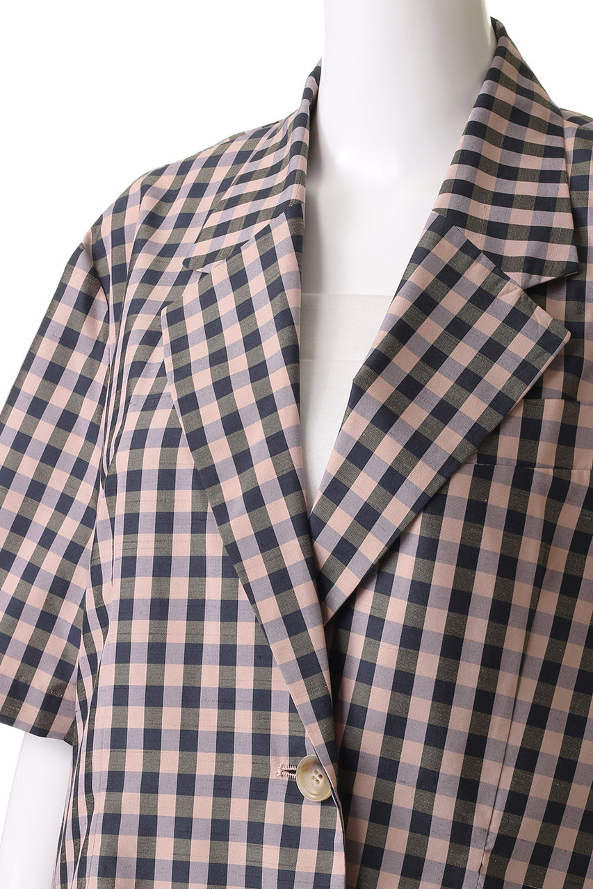 Color Plaid Half Sleeve Jacket