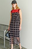 See-through Plaid Layered Dress/シースルーチェックレイヤーワンピース