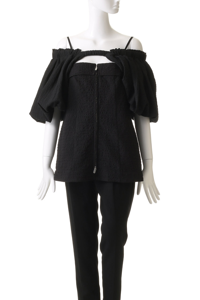 ブラウス シャツ Jacquard Volume Sleeve Tops/ジャガードボリュームスリーブトップス「MAISON SPECIAL/メゾンス Jacquard Volume Sleeve Tops/ジャガードボリュームスリーブ