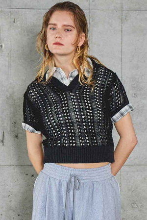 メゾンスペシャル/MAISON SPECIALのStriped Knit Shirt/ストライプニットシャツ(110400/110402)