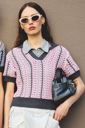 メゾンスペシャル/MAISON SPECIALのStriped Knit Shirt/ストライプニットシャツ(110400/110402)