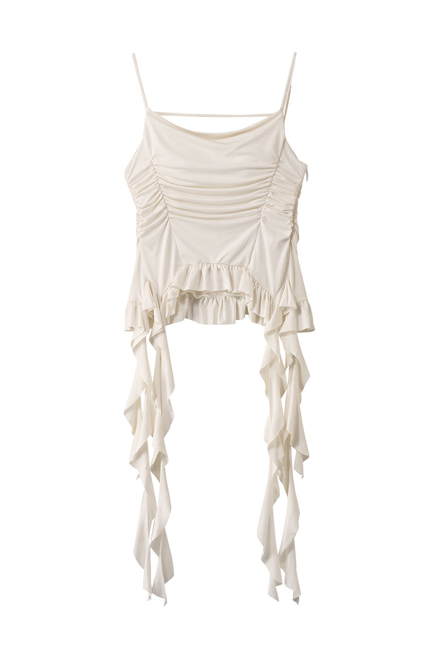 MAISON SPECIAL Ruffle Shirring Camisole/ラッフルシャーリングキャミソール (WHT(ホワイト), FREE) メゾンスペシャル ELLE SHOP MAISON SPECIAL Ruffle Shirring Camisole/ラッフルシャーリングキャミソール (WHT(ホワイト), FREE) メゾンスペシャル ELLE SHOP