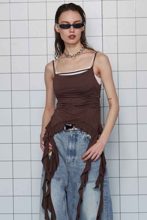 メゾンスペシャル/MAISON SPECIALのRuffle Shirring Camisole/ラッフルシャーリングキャミソール(110100/110101)