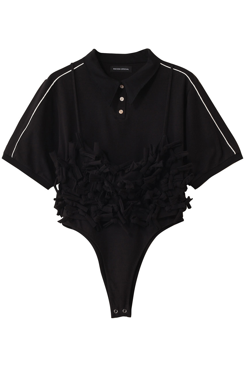 MAISON SPECIAL Ribbon Polo Bodysuit/リボンポロボディスーツ (BLK(ブラック), FREE) メゾンスペシャル ELLE SHOP MAISON SPECIAL Ribbon Polo Bodysuit/リボンポロボディスーツ (BLK(ブラック), FREE) メゾンスペシャル ELLE SHOP