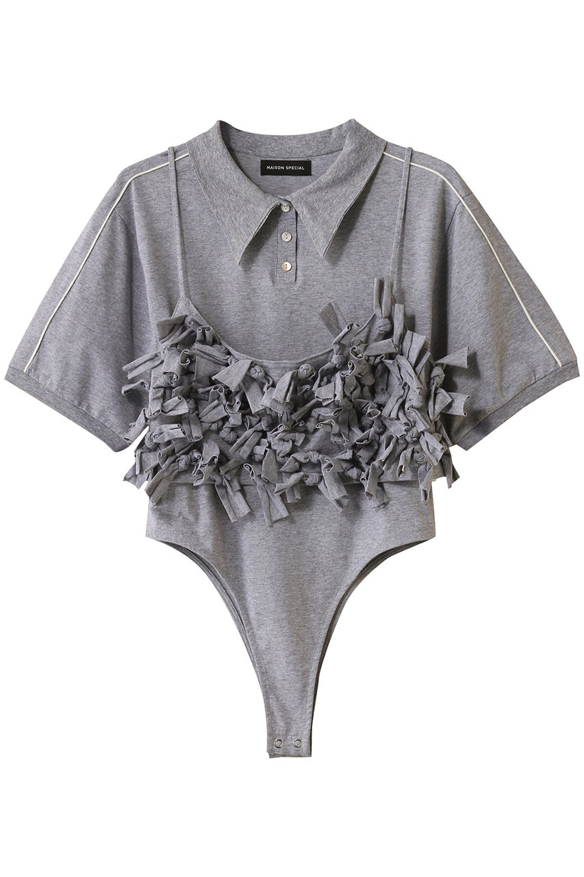 MAISON SPECIAL Ribbon Polo Bodysuit/リボンポロボディスーツ (GRY(グレー), FREE) メゾンスペシャル ELLE SHOP MAISON SPECIAL Ribbon Polo Bodysuit/リボンポロボディスーツ (GRY(グレー), FREE) メゾンスペシャル ELLE SHOP