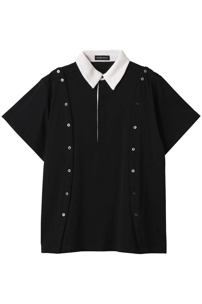 MAISON SPECIAL Multiway Button Polo Shirt/マルチウェイボタンポロシャツ (BLK(ブラック), FREE) メゾンスペシャル ELLE SHOP MAISON SPECIAL Multiway Button Polo Shirt/マルチウェイボタンポロシャツ (BLK(ブラック), FREE) メゾンスペシャル ELLE SHOP