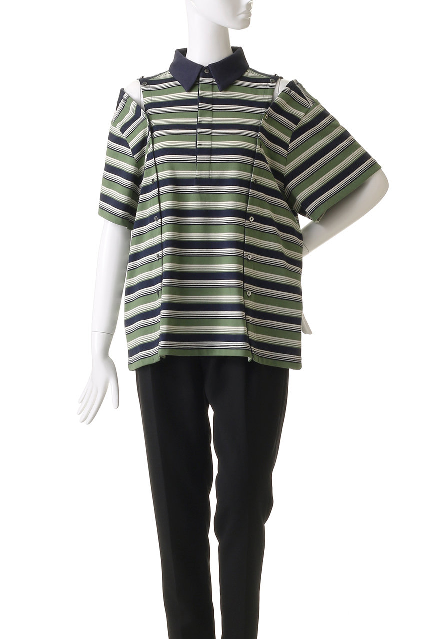 MAISON SPECIAL ブラックポロシャツ MAISON SPECIAL(メゾンスペシャル)｜Multiway Button Polo Shirt