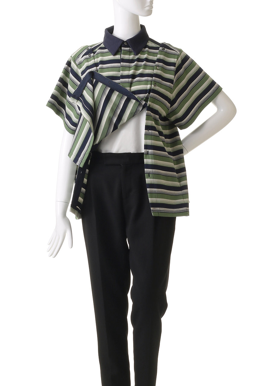 MAISON SPECIAL ブラックポロシャツ 半袖 MAISON SPECIAL(メゾンスペシャル)｜Multiway Button Polo Shirt