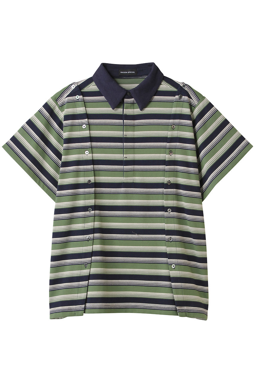 MAISON SPECIAL Multiway Button Polo Shirt/マルチウェイボタンポロシャツ (GRN(グリーン), FREE) メゾンスペシャル ELLE SHOP MAISON SPECIAL Multiway Button Polo Shirt/マルチウェイボタンポロシャツ (GRN(グリーン), FREE) メゾンスペシャル ELLE SHOP