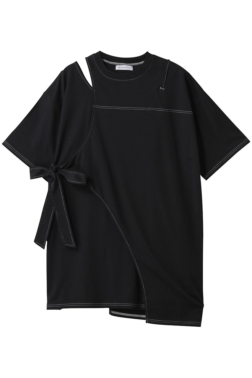 MAISON SPECIAL Cutting Oversized T-shirt/カッティングオーバーTシャツ (BLK(ブラック), FREE) メゾンスペシャル ELLE SHOP MAISON SPECIAL Cutting Oversized T-shirt/カッティングオーバーTシャツ (BLK(ブラック), FREE) メゾンスペシャル ELLE SHOP