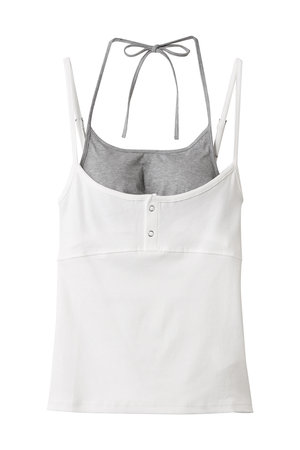 メゾンスペシャル/MAISON SPECIALのHenley Neck Layered Camisole/ヘンリーネックレイヤードキャミソール(110100/110101)