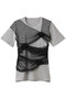 Flower Motif Tulle Layered Tops/フラワーモチーフチュールレイヤードトップス メゾンスペシャル/MAISON SPECIAL GRY(グレー)
