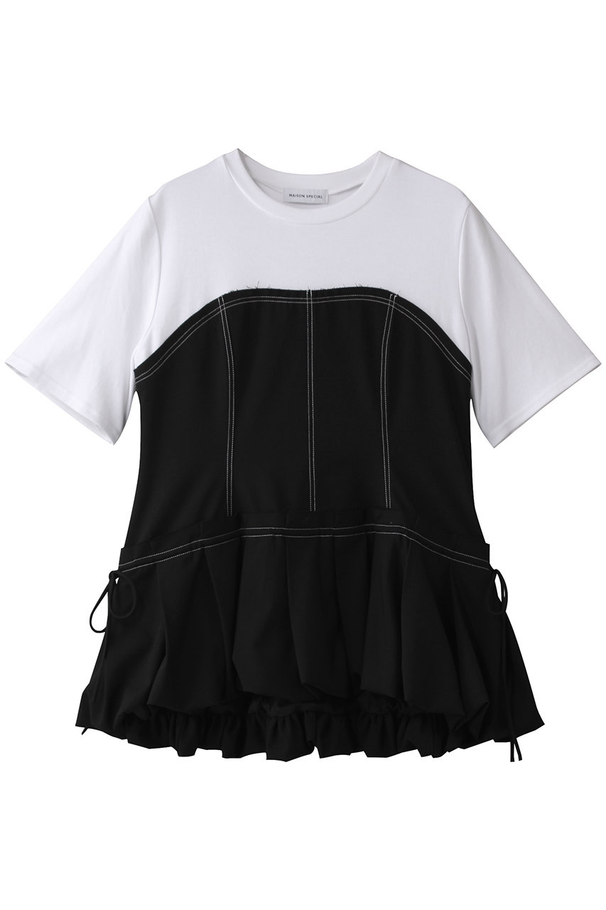 MAISON SPECIAL Docking Balloon Hem T-shirt/ドッキングバルーンヘムTシャツ (BLK(ブラック), FREE) メゾンスペシャル ELLE SHOP MAISON SPECIAL Docking Balloon Hem T-shirt/ドッキングバルーンヘムTシャツ (BLK(ブラック), FREE) メゾンスペシャル ELLE SHOP