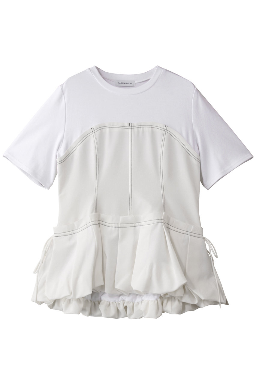 MAISON SPECIAL Docking Balloon Hem T-shirt/ドッキングバルーンヘムTシャツ (WHT(ホワイト), FREE) メゾンスペシャル ELLE SHOP MAISON SPECIAL Docking Balloon Hem T-shirt/ドッキングバルーンヘムTシャツ (WHT(ホワイト), FREE) メゾンスペシャル ELLE SHOP