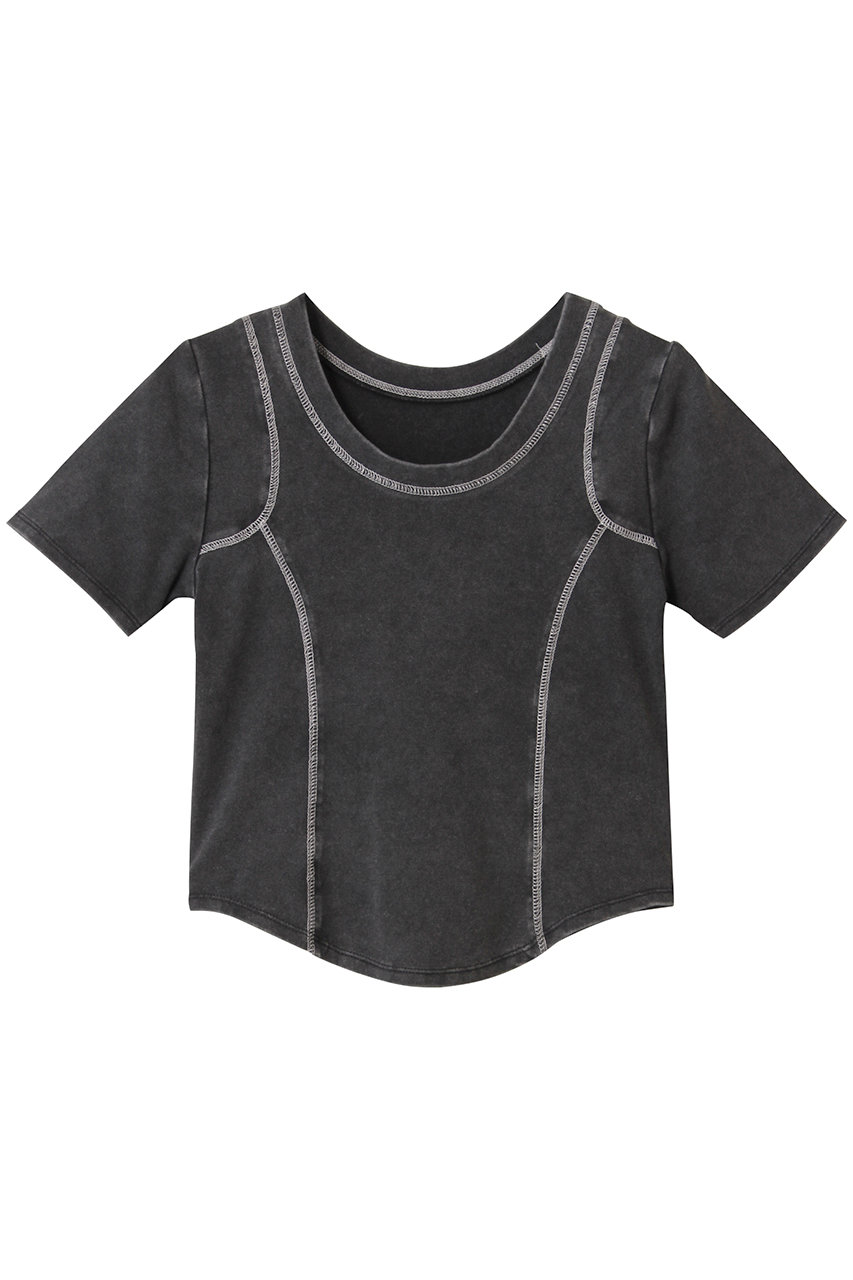 MAISON SPECIAL Bicolor Stitch Compact T-shirt/バイカラーステッチコンパクトTシャツ (C.GRY(チャコールグレー), FREE) メゾンスペシャル ELLE SHOP MAISON SPECIAL Bicolor Stitch Compact T-shirt/バイカラーステッチコンパクトTシャツ (C.GRY(チャコールグレー), FREE) メゾンスペシャル ELLE SHOP