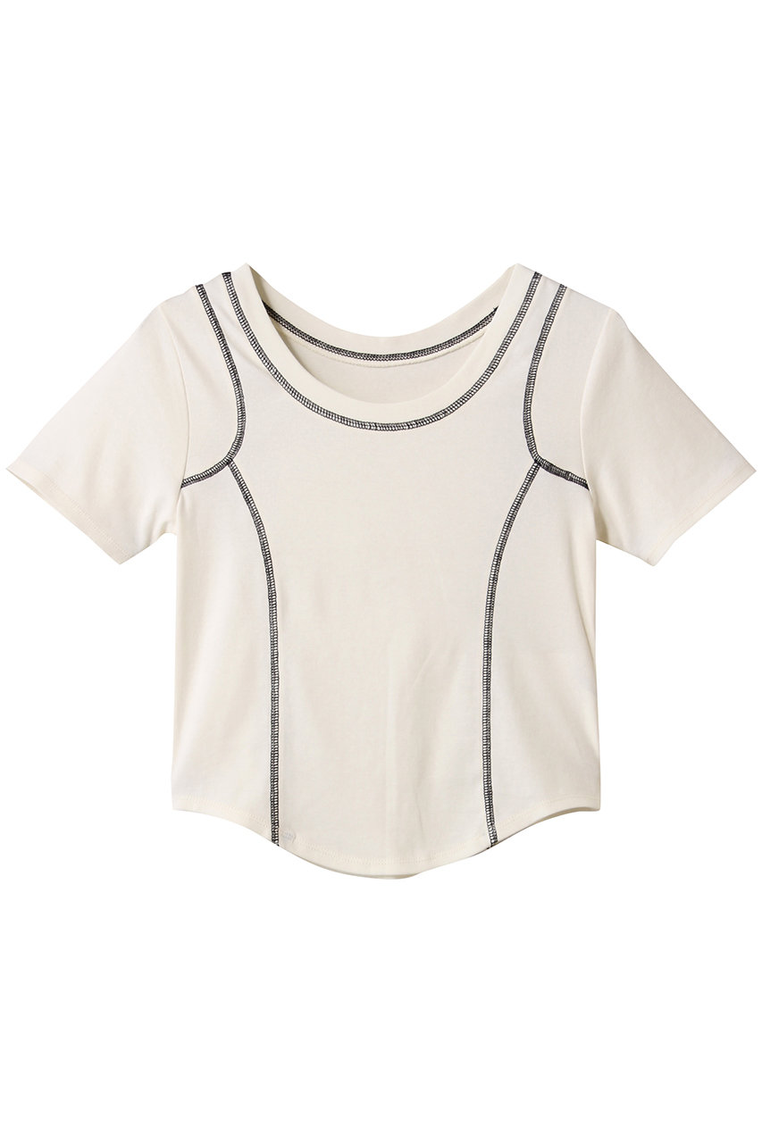 MAISON SPECIAL Bicolor Stitch Compact T-shirt/バイカラーステッチコンパクトTシャツ (WHT(ホワイト), FREE) メゾンスペシャル ELLE SHOP MAISON SPECIAL Bicolor Stitch Compact T-shirt/バイカラーステッチコンパクトTシャツ (WHT(ホワイト), FREE) メゾンスペシャル ELLE SHOP