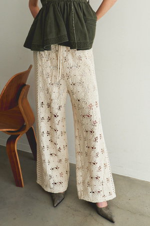 メゾンスペシャル/MAISON SPECIALのMixed Lace Easy Pants/ミックスレースイージーパンツ(110600/110601)