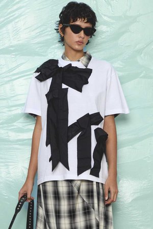 メゾンスペシャル/MAISON SPECIALのTwisted Ribbon Oversize T-shirt/ツイステッドリボンオーバーＴシャツ(110100/110102)