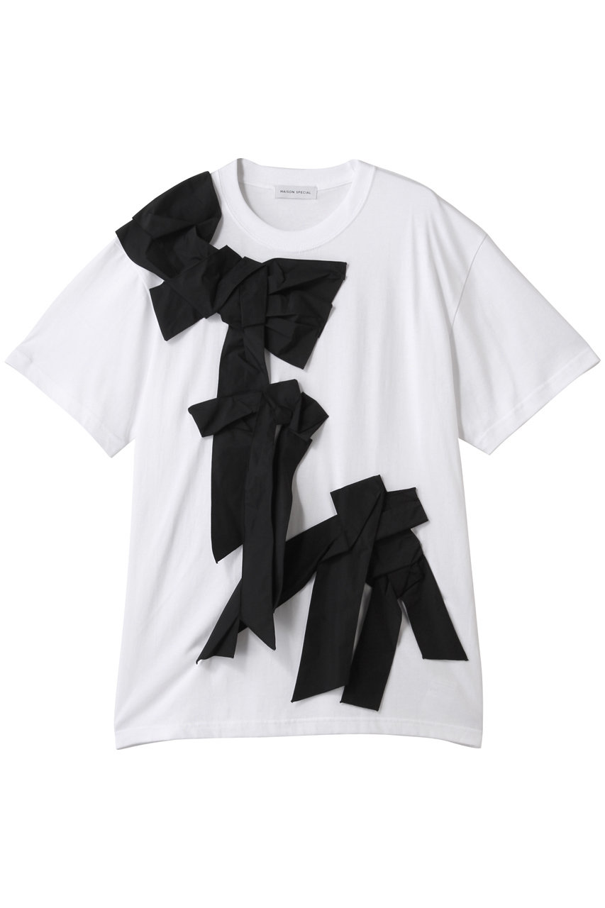 MAISON SPECIAL Twisted Ribbon Oversize T-shirt/ツイステッドリボンオーバーTシャツ (WHT(ホワイト), FREE) メゾンスペシャル ELLE SHOP MAISON SPECIAL Twisted Ribbon Oversize T-shirt/ツイステッドリボンオーバーTシャツ (WHT(ホワイト), FREE) メゾンスペシャル ELLE SHOP