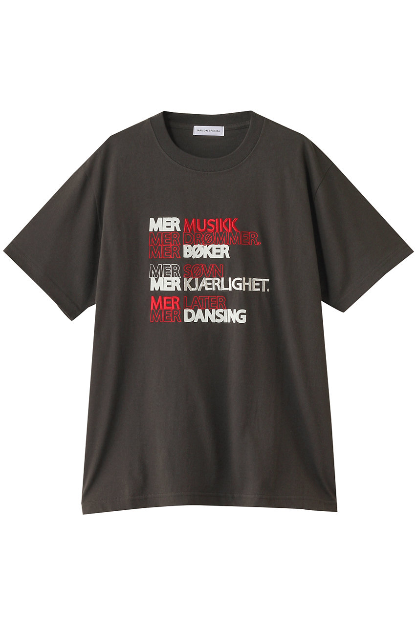MAISON SPECIAL LOVE LIFF Embroidery T-shirt/LOVE LIFFエンブロイダリーTシャツ (C.GRY(チャコールグレー), FREE) メゾンスペシャル ELLE SHOP MAISON SPECIAL LOVE LIFF Embroidery T-shirt/LOVE LIFFエンブロイダリーTシャツ (C.GRY(チャコールグレー), FREE) メゾンスペシャル ELLE SHOP