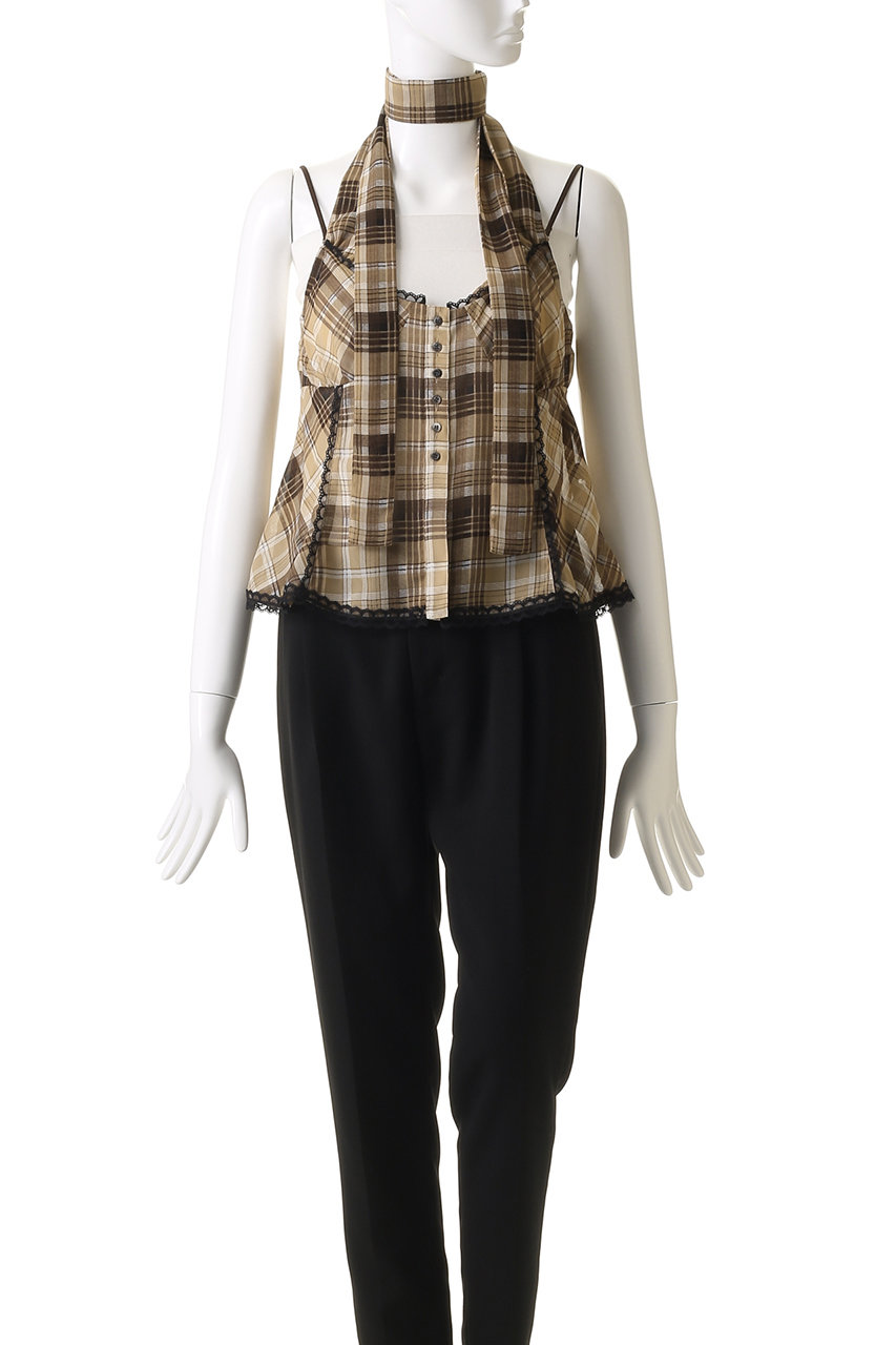 MAISON SPECIAL(メゾンスペシャル)｜Plaid Halter Peplum Sheer