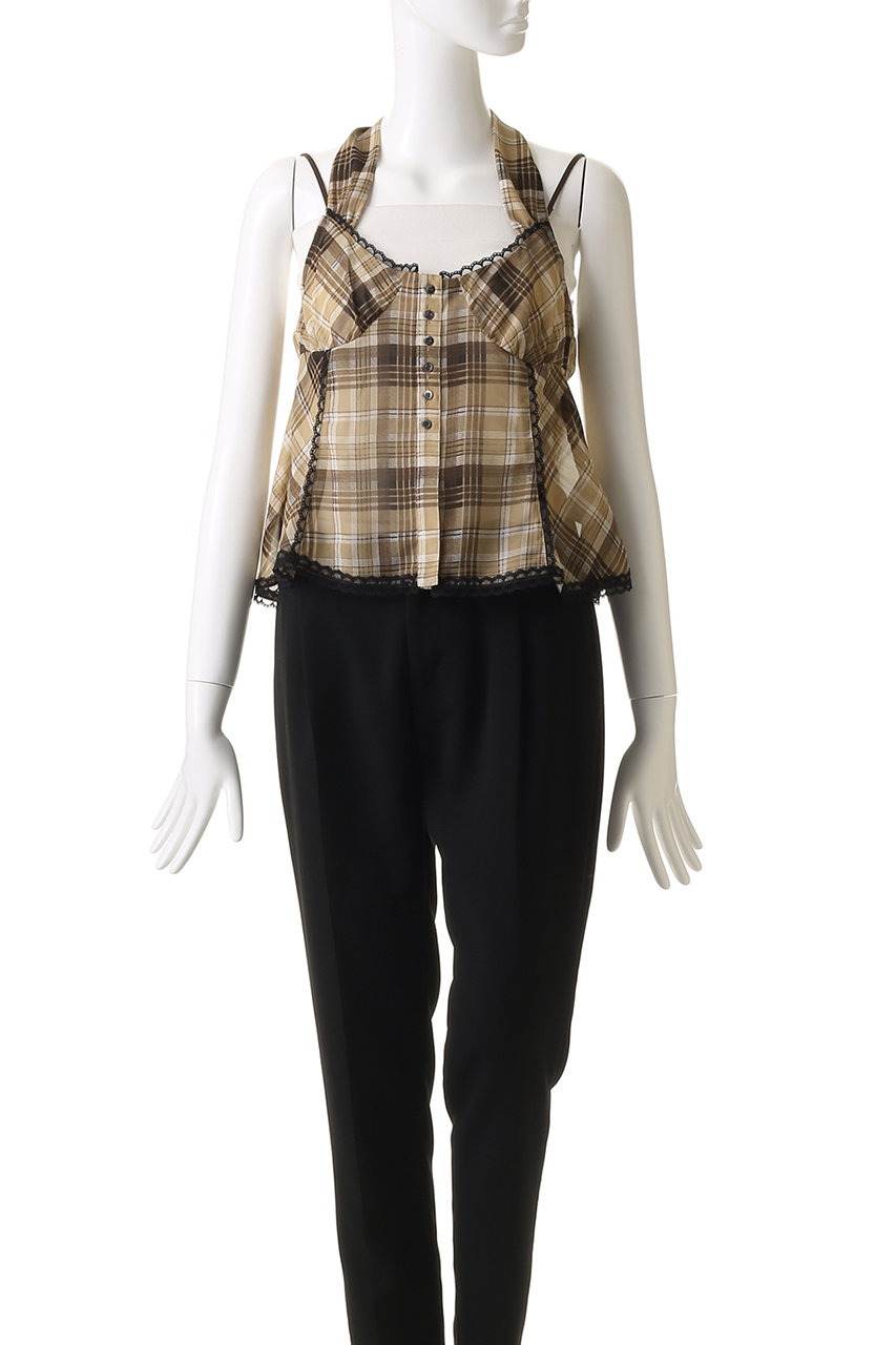 maisondedolce.メゾンドドルチェ　ペプラムジレM MAISON SPECIAL(メゾンスペシャル)｜Plaid Halter Peplum Sheer
