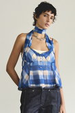 MAISON SPECIAL(メゾンスペシャル)｜Plaid Halter Peplum Sheer