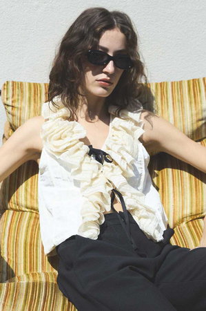 メゾンスペシャル/MAISON SPECIALのWasher Ruffle Tops/ワッシャーフリルトップス(110400/110401)