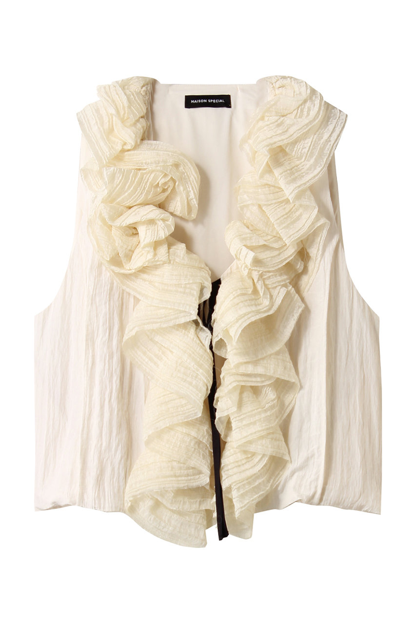 MAISON SPECIAL Washer Ruffle Tops/ワッシャーフリルトップス (IVR(アイボリー), FREE) メゾンスペシャル ELLE SHOP MAISON SPECIAL Washer Ruffle Tops/ワッシャーフリルトップス (IVR(アイボリー), FREE) メゾンスペシャル ELLE SHOP