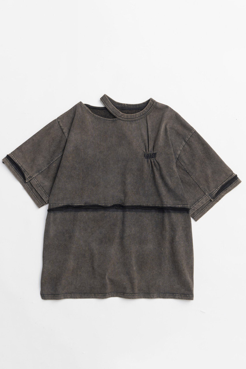 MAISON SPECIAL Shirring Embroidery Washed Big T-shirt/シャーリングエンブロイダリーウォッシュビッグTEE (C.GRY(チャコールグレー), FREE) メゾンスペシャル ELLE SHOP MAISON SPECIAL Shirring Embroidery Washed Big T-shirt/シャーリングエンブロイダリーウォッシュビッグTEE (C.GRY(チャコールグレー), FREE) メゾンスペシャル ELLE SHOP