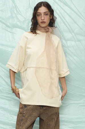 メゾンスペシャル/MAISON SPECIALのShirring Embroidery Washed Big T-shirt/シャーリングエンブロイダリーウォッシュビッグTEE(110100/110102)