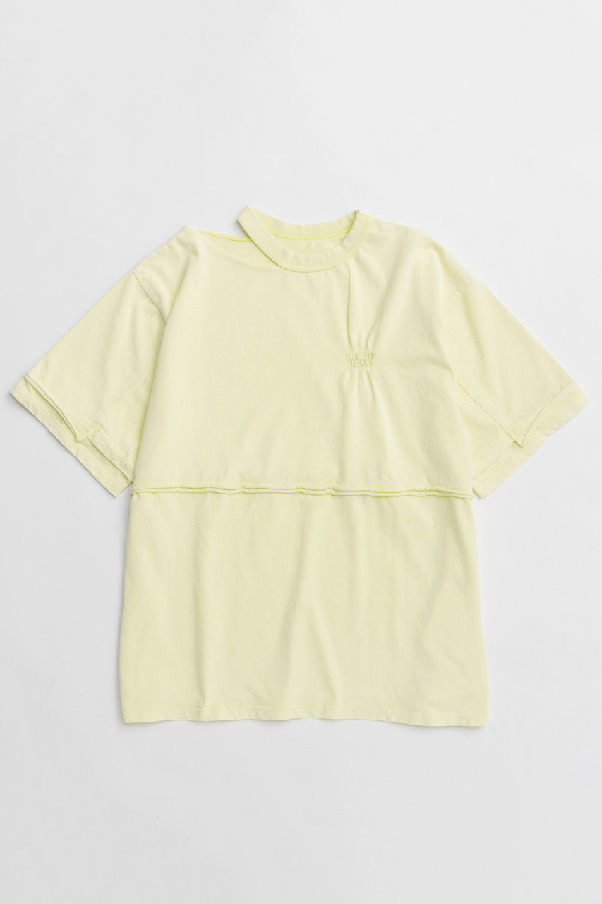 MAISON SPECIAL Shirring Embroidery Washed Big T-shirt/シャーリングエンブロイダリーウォッシュビッグTEE (LIME(ライム), FREE) メゾンスペシャル ELLE SHOP MAISON SPECIAL Shirring Embroidery Washed Big T-shirt/シャーリングエンブロイダリーウォッシュビッグTEE (LIME(ライム), FREE) メゾンスペシャル ELLE SHOP