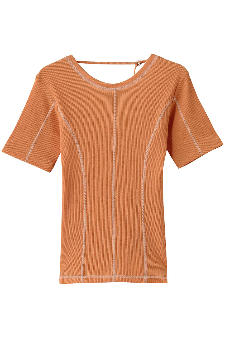 MAISON SPECIAL Bicolor Stitch Rib T-shirt/バイカラーステッチリブTシャツ (ORG(オレンジ), FREE) メゾンスペシャル ELLE SHOP MAISON SPECIAL Bicolor Stitch Rib T-shirt/バイカラーステッチリブTシャツ (ORG(オレンジ), FREE) メゾンスペシャル ELLE SHOP