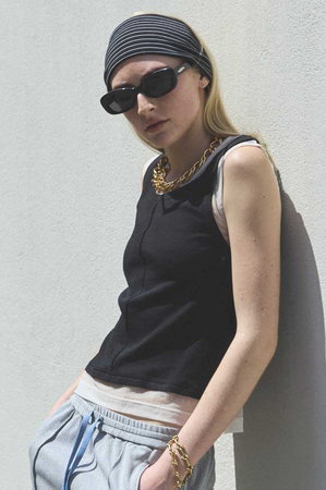 メゾンスペシャル/MAISON SPECIALの2way Neck Sheer Docking Tank Top/2WAYネックシアードッキングタンクトップ(110100/110101)
