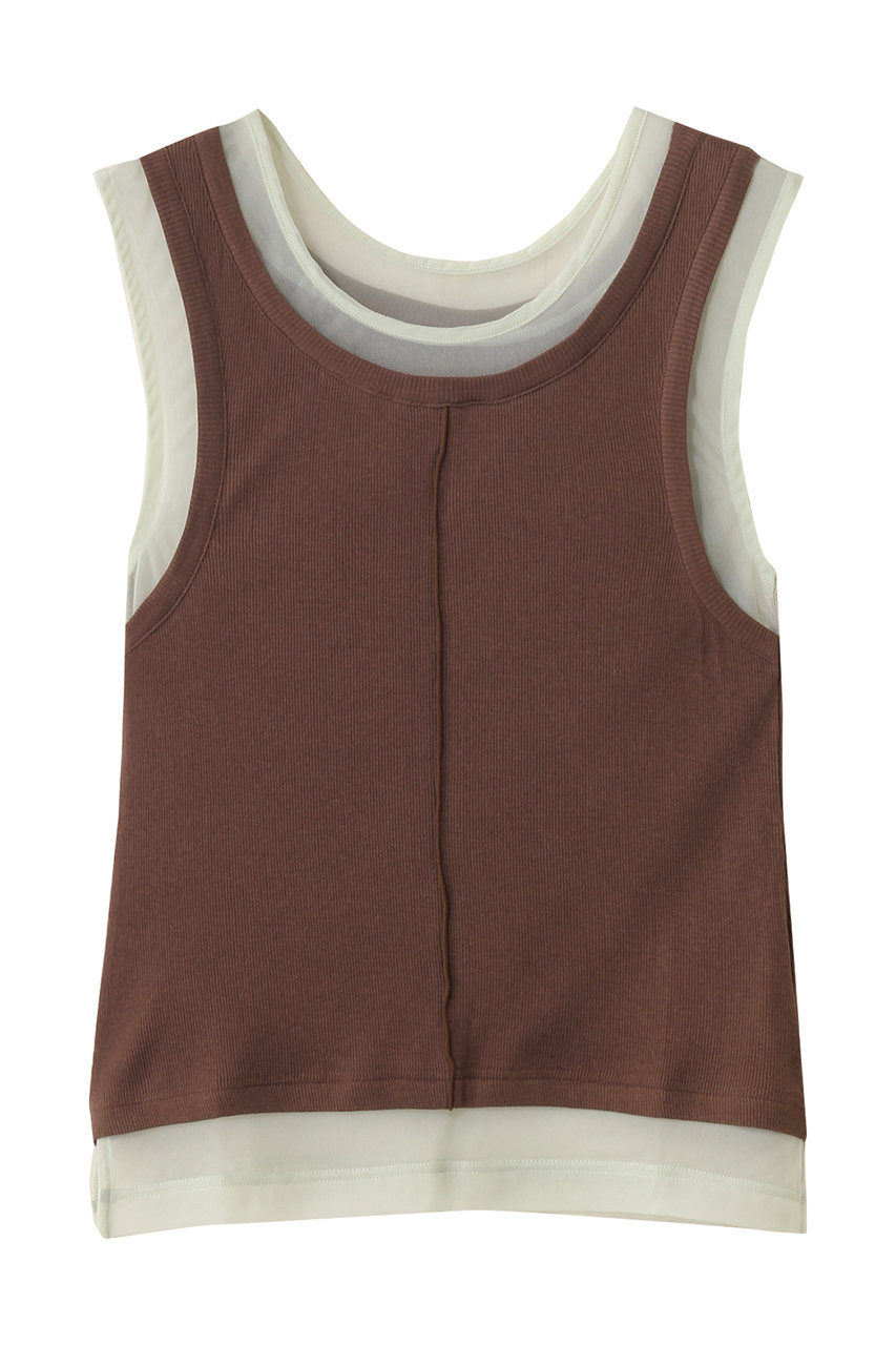 MAISON SPECIAL 2way Neck Sheer Docking Tank Top/2WAYネックシアードッキングタンクトップ (BRN(ブラウン), FREE) メゾンスペシャル ELLE SHOP MAISON SPECIAL 2way Neck Sheer Docking Tank Top/2WAYネックシアードッキングタンクトップ (BRN(ブラウン), FREE) メゾンスペシャル ELLE SHOP