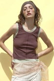 2way Neck Sheer Docking Tank Top/2WAYネックシアードッキングタンクトップ