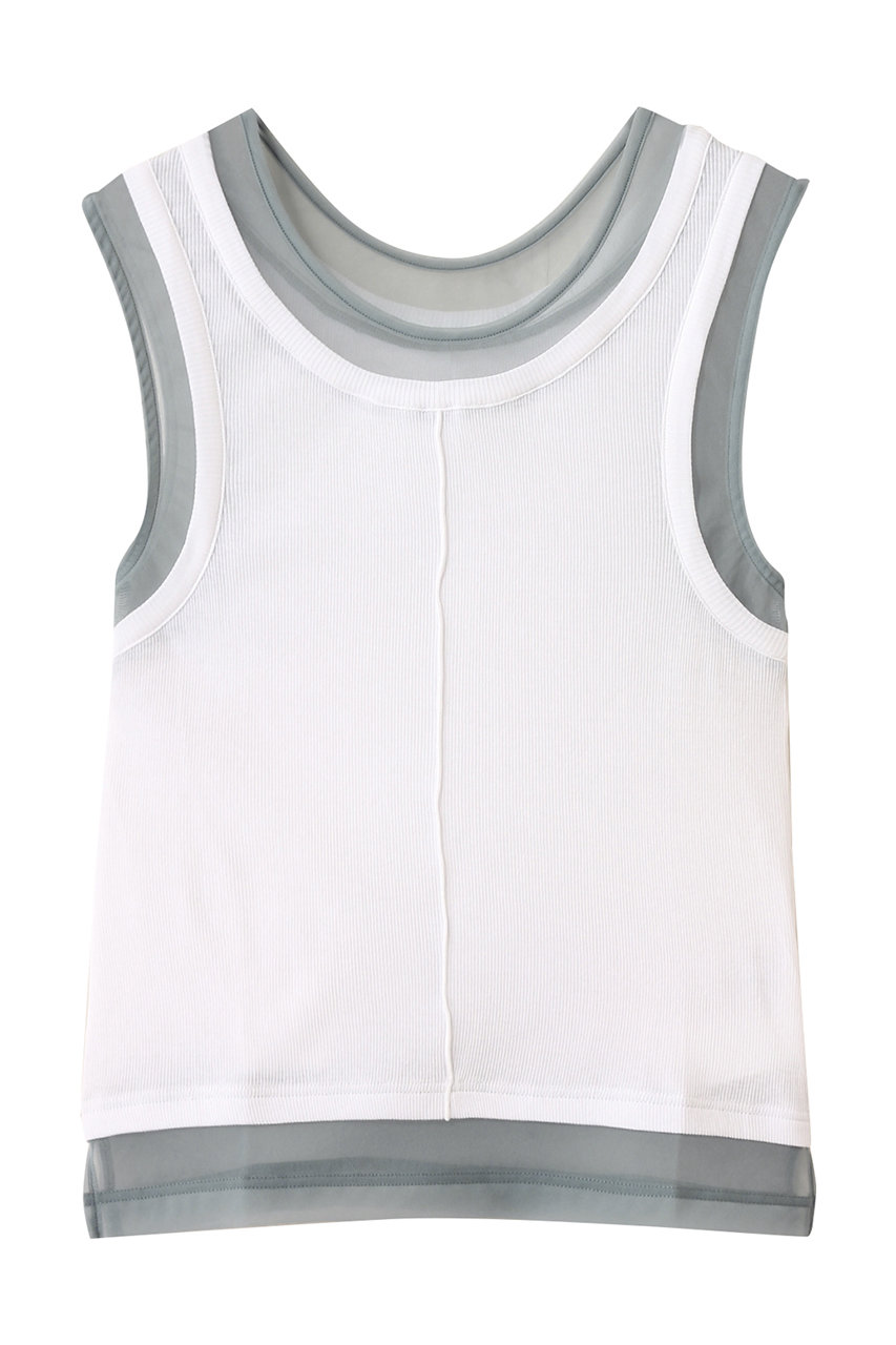 メゾンスペシャル/MAISON SPECIALの2way Neck Sheer Docking Tank Top/2WAYネックシアードッキングタンクトップ(WHT(ホワイト)/21251415321)