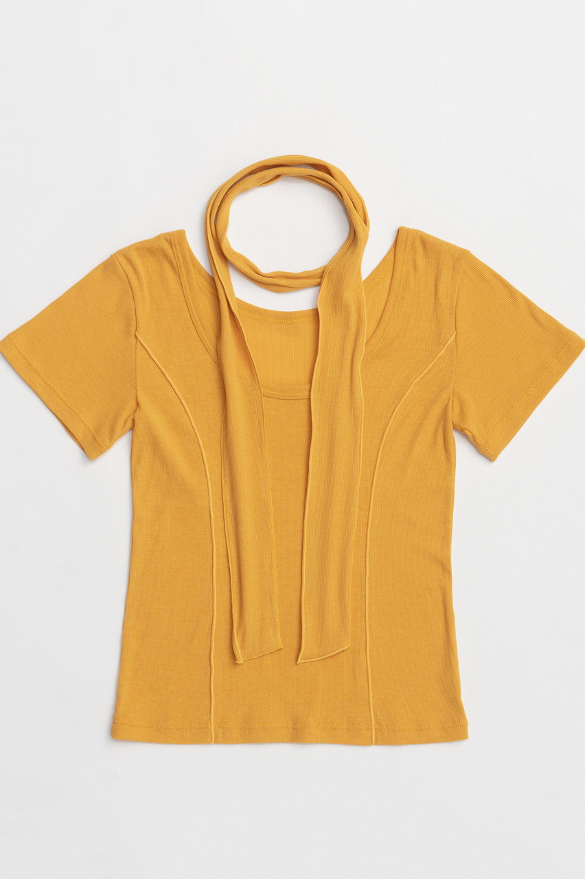 MAISON SPECIAL With Tie Sheer Cotton T-shirt/タイ付きシアーコットンTEE (ORG(オレンジ), FREE) メゾンスペシャル ELLE SHOP MAISON SPECIAL With Tie Sheer Cotton T-shirt/タイ付きシアーコットンTEE (ORG(オレンジ), FREE) メゾンスペシャル ELLE SHOP