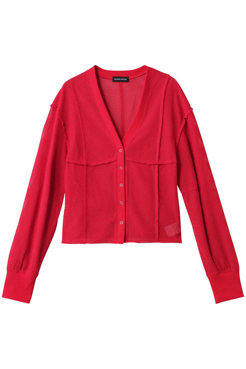 MAISON SPECIAL Mesh Cardigan/メッシュカーディガン (RED(レッド), FREE) メゾンスペシャル ELLE SHOP MAISON SPECIAL Mesh Cardigan/メッシュカーディガン (RED(レッド), FREE) メゾンスペシャル ELLE SHOP