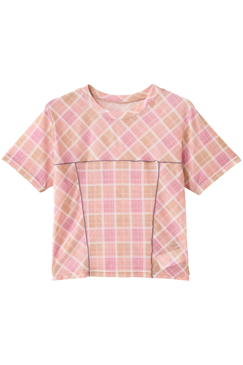 MAISON SPECIAL Panel Plaid T-shirt/パネルチェックTシャツ (PNK(ピンク), FREE) メゾンスペシャル ELLE SHOP MAISON SPECIAL Panel Plaid T-shirt/パネルチェックTシャツ (PNK(ピンク), FREE) メゾンスペシャル ELLE SHOP