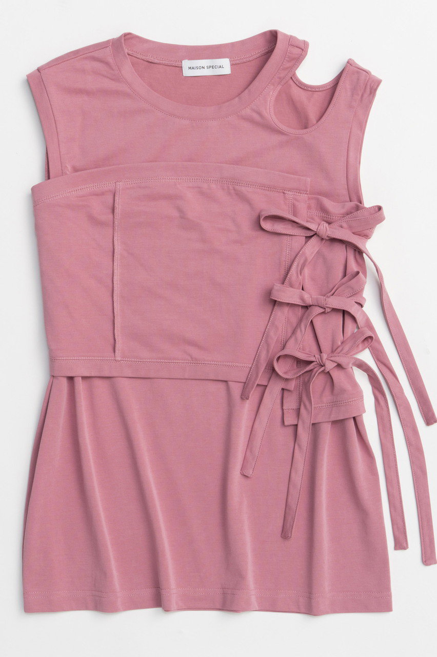 MAISON SPECIAL Ribbon Bare Sleeveless TEE/リボンベアノースリーブTEE (PNK(ピンク), FREE) メゾンスペシャル ELLE SHOP MAISON SPECIAL Ribbon Bare Sleeveless TEE/リボンベアノースリーブTEE (PNK(ピンク), FREE) メゾンスペシャル ELLE SHOP